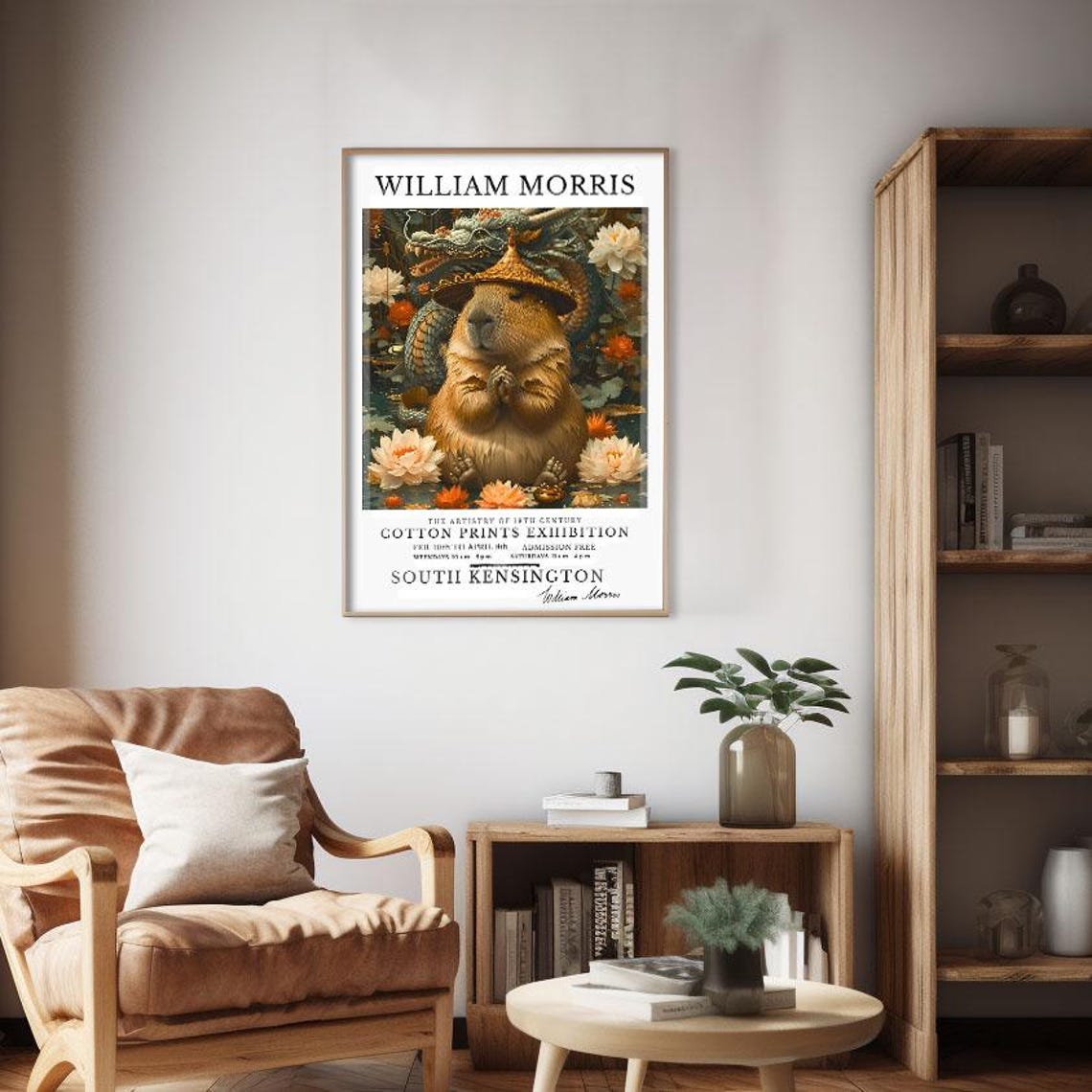 William Morris Guinea Pig Lotus Dragon Cotton Prints Exhibition Poster - Image 2