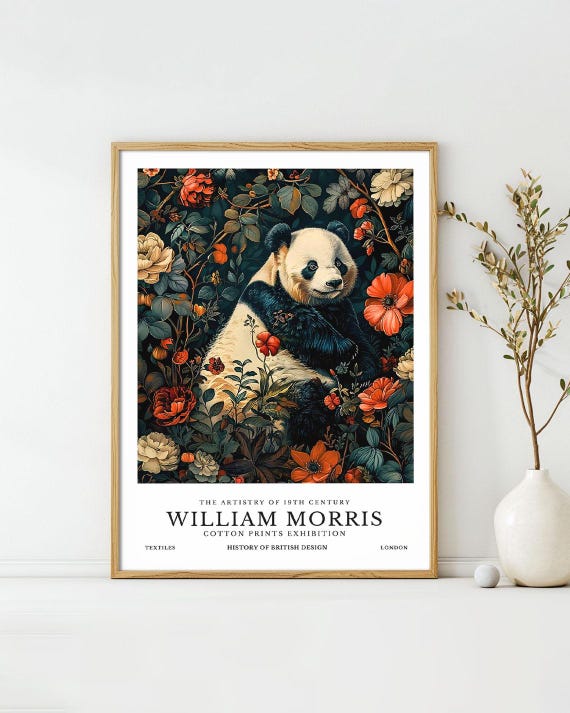 William Morris Posters Panda Animal Art Print Vintage Exhibition Wall Deco William Morris Exhibition Poster