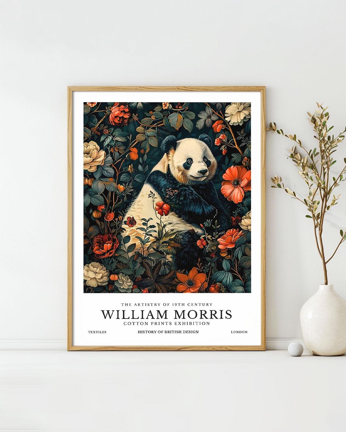William Morris Giant Panda Floral Botanical Exhibition Poster