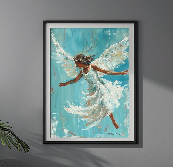 Flying Angel Art Poster Vintage Upcycled Wall Art Funny Sayings Wall Decor Unique Design Surreal Collage