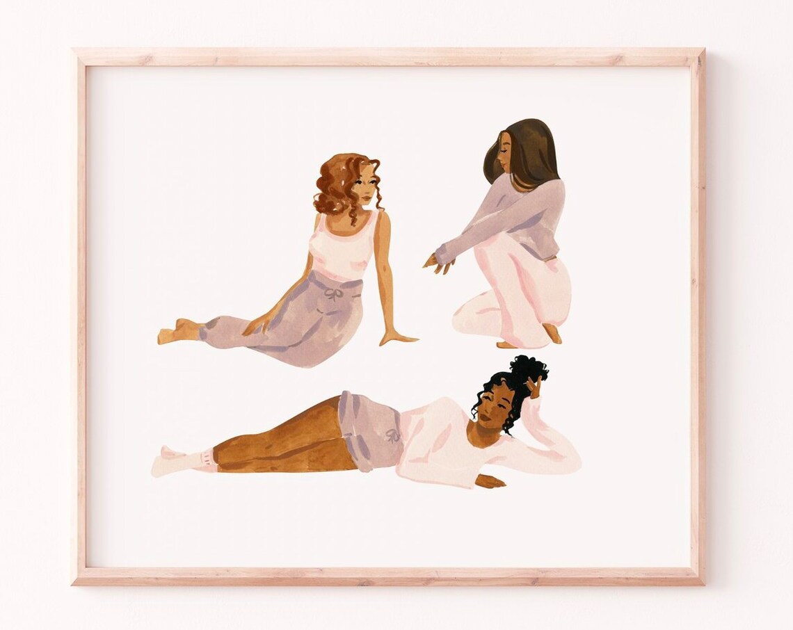 Lounging Ladies Bedroom Art Print, Sabina Fenn