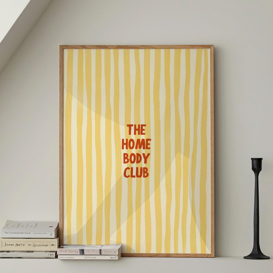 The Home Body Club Red Retro Quote Yellow Striped Typography Poster