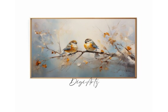 Two Songbirds On Autumn Branch Watercolor Wildlife Bird Lover Poster
