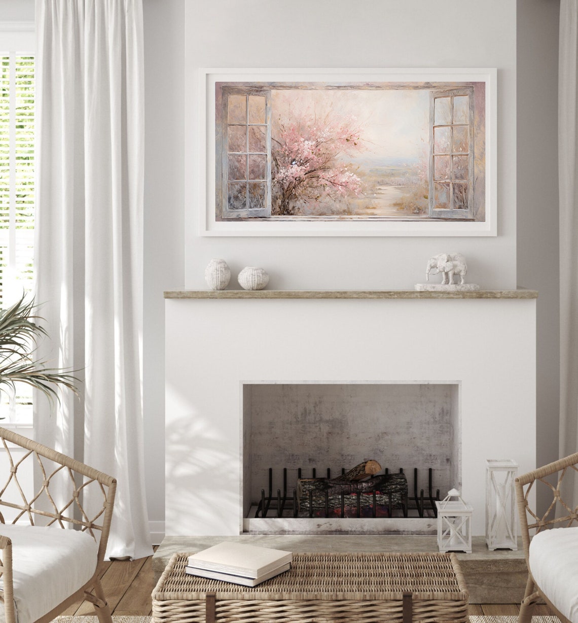 Open Window Cherry Blossom Spring Morning Oil Painting Poster - Image 3
