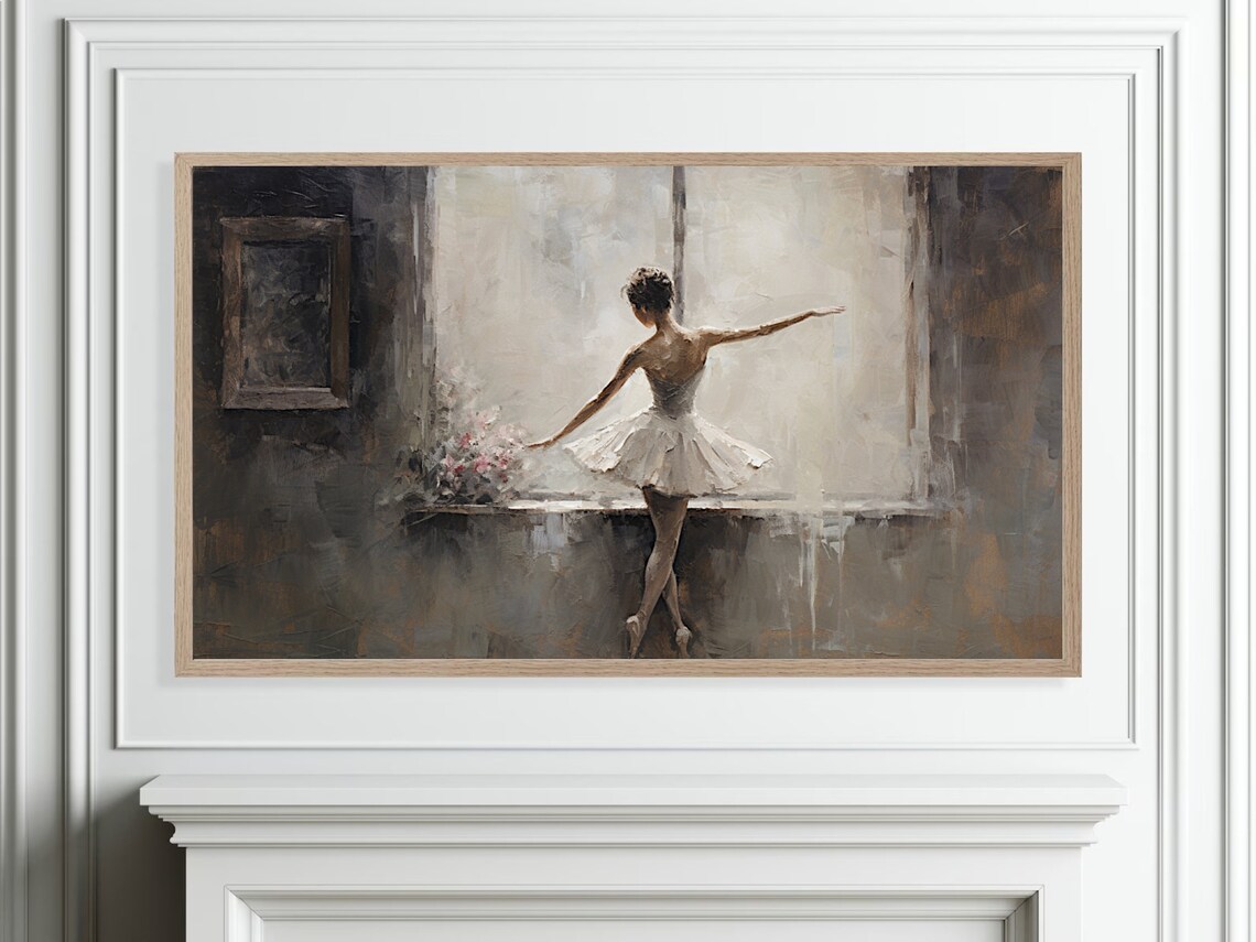 Ballerina In Tutu At Window Moody Antique Dance Painting Poster - Image 4