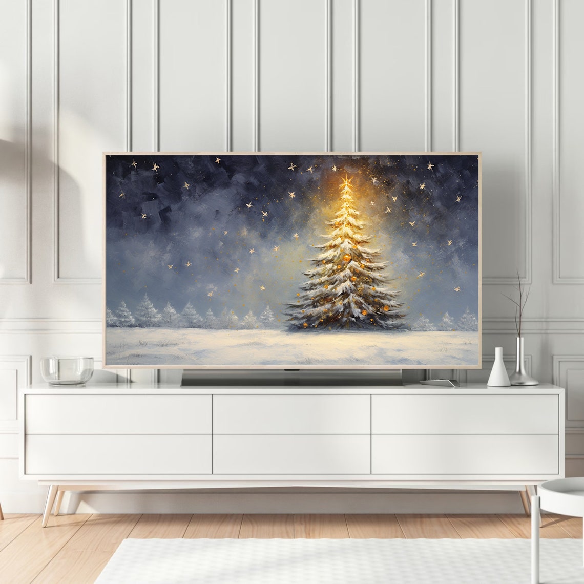 Radiant Christmas Tree Glowing Beneath A Starry Night Sky Poster - Image 5