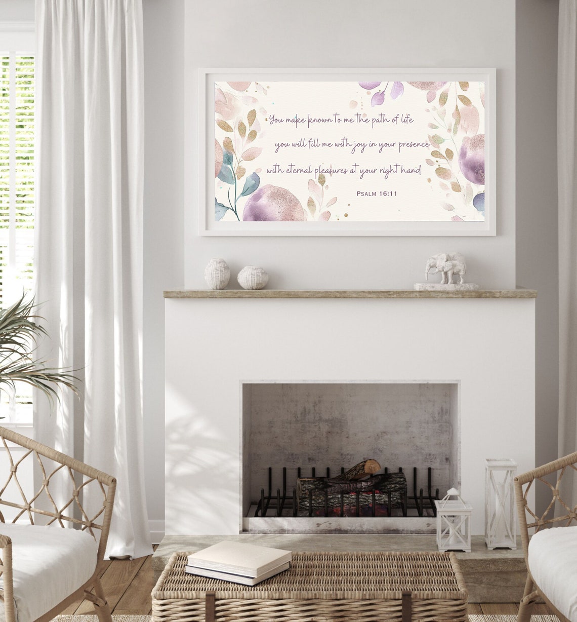 Psalm 16 11 Path Of Life Watercolor Floral Scripture Art Poster - Image 2