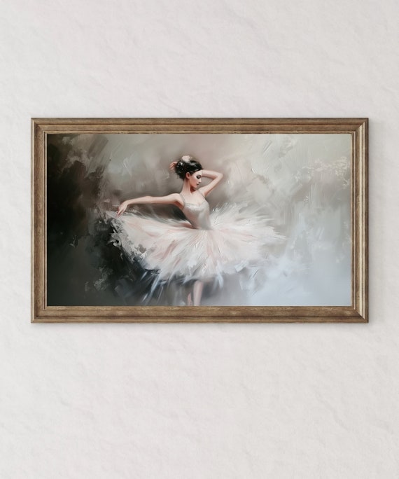 Frame Tv Abstract Portrait Ballerina Dancing Moody Ballet Portrait Oil Painting Vintage Victorian Ballet Home Decor Dark Academia