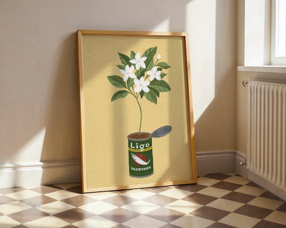 Filipino Art Sardines Can With Sampaguita Print Philippines Poster Kitchen Wall Home Decor Cultural Botanical Artwork