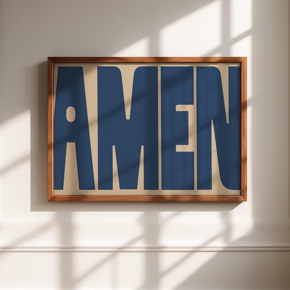 Poster Amen Faith Art Print Catholic Textured Watercolor Matte Home Decor Wall Religious Gift Christian Typography