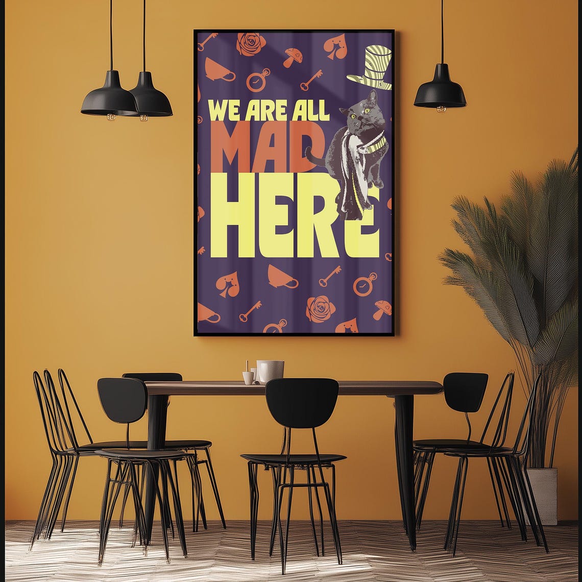 We Are All Mad Here Cheshire Cat Alice In Wonderland Quote Poster