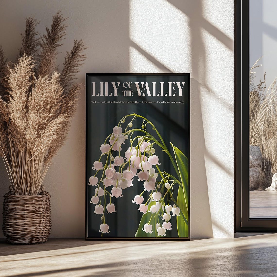 Lily Of The Valley Vintage Botanical Floral Black Framed Wall Art - Image 2