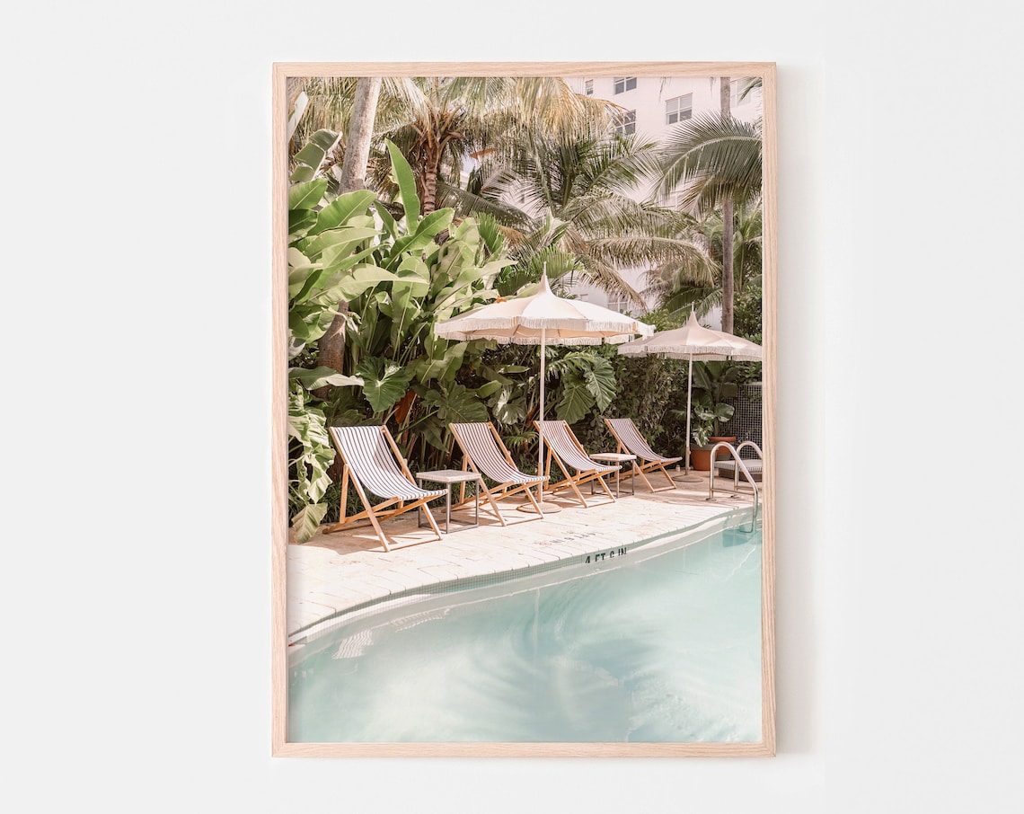 Miami Beach Travel Poster, Boho Tropical Summer
