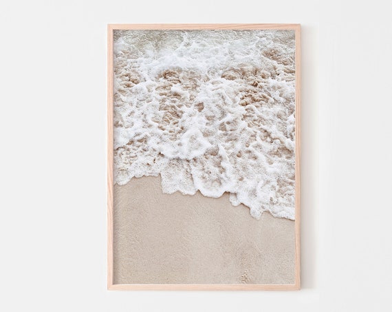 Boho Coastal Neutral Ocean Water Beach Art Print