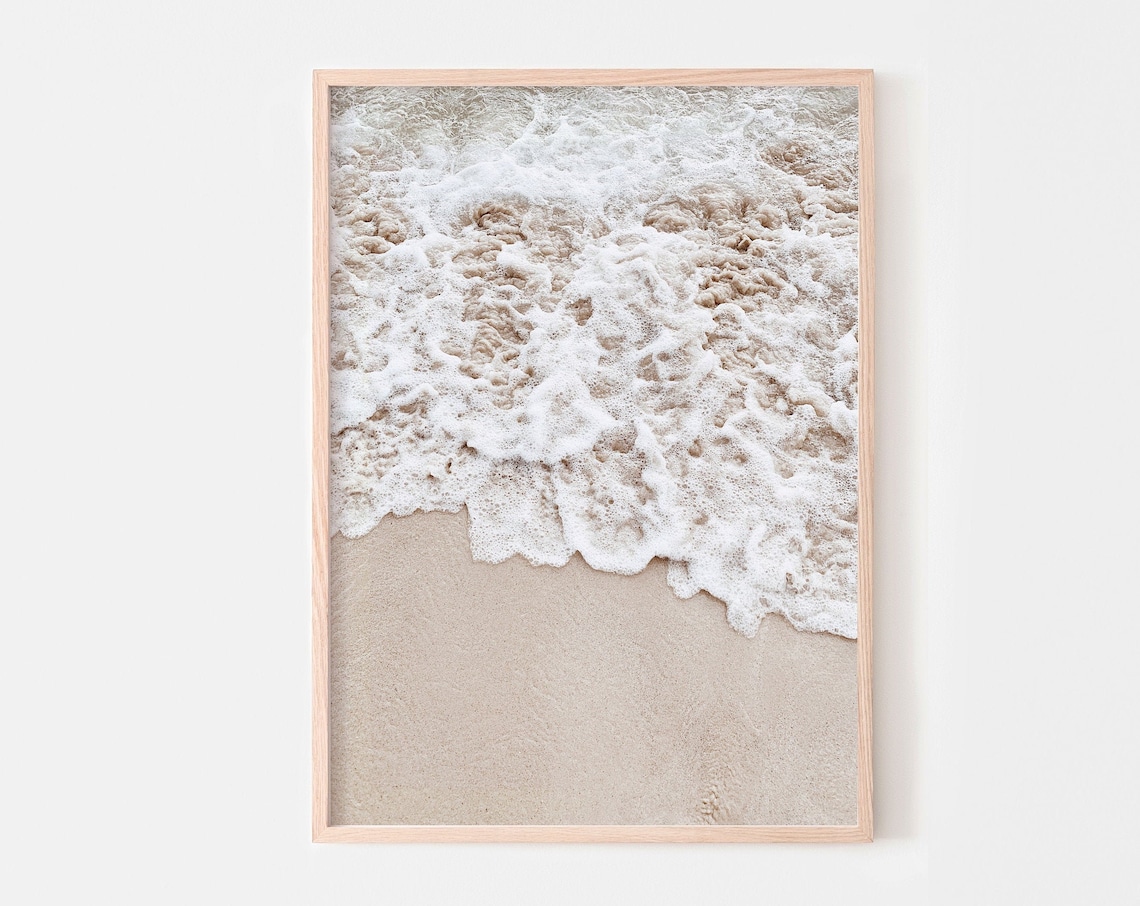 Boho Coastal Neutral Ocean Water Beach Art Print
