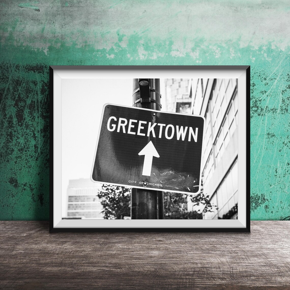 Greektown Arrow Street Sign City of Chicago Photography Poster - Image 2