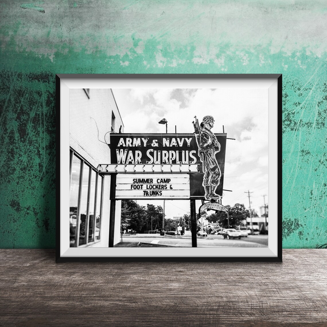 Army & Navy War Surplus Vintage Neon Sign Photography Poster - Image 2