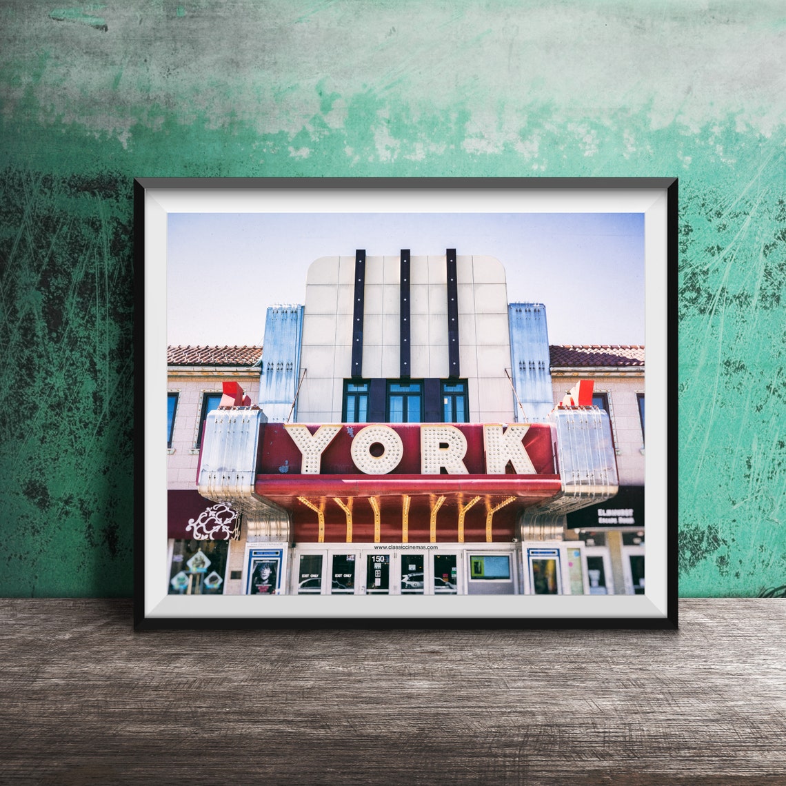 York Theatre Art Deco Marquee Elmhurst Illinois Classic Poster