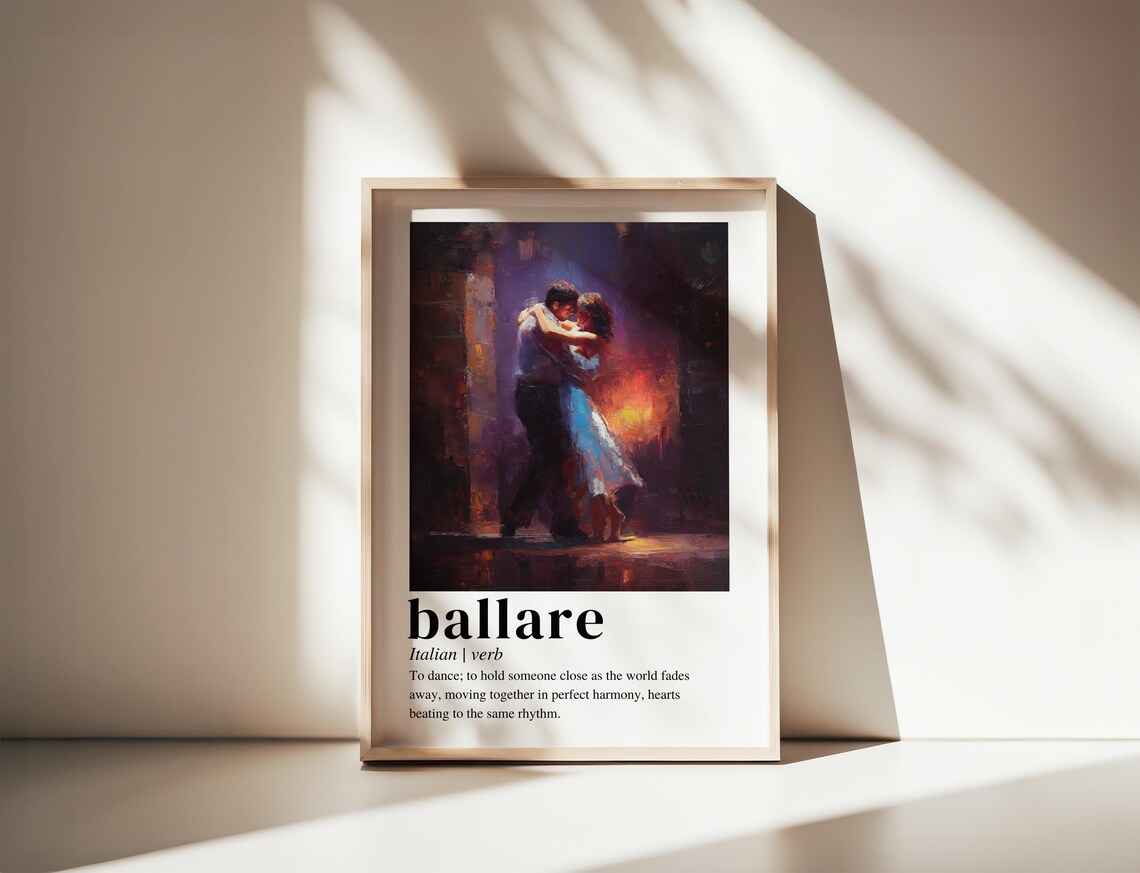 Ballare Italian Word Art Dancing Couple Painting Definition Poster