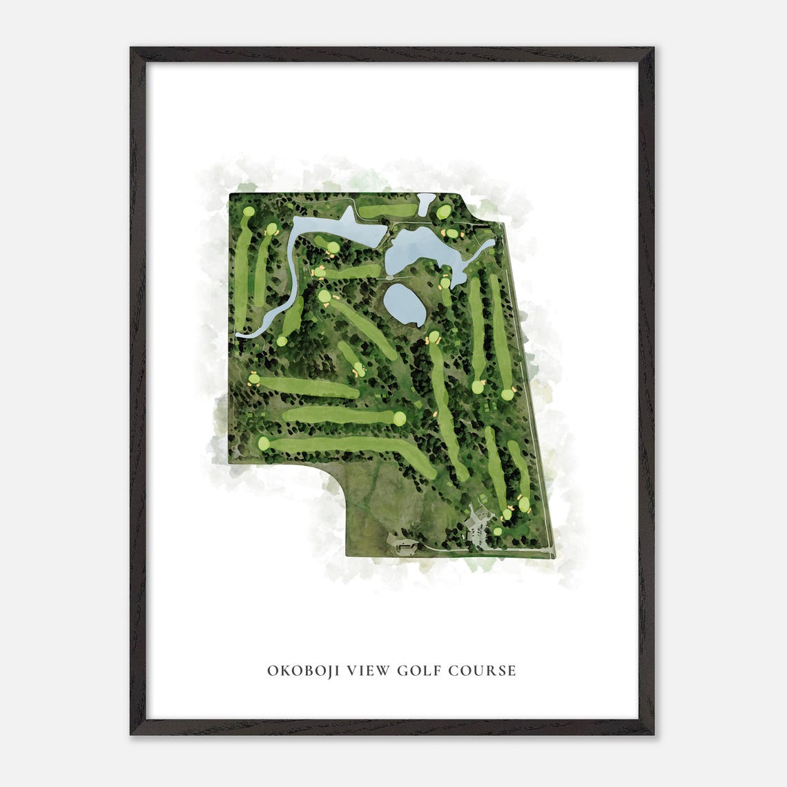 Okoboji View Golf Course Classic Aerial Watercolor Map Poster - Image 3