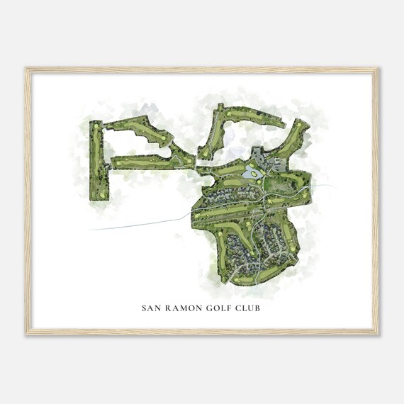 San Ramon Golf Club California Classic Watercolor Map Golfer Gift Golf Wall Art Golf Poster Print Course Layout