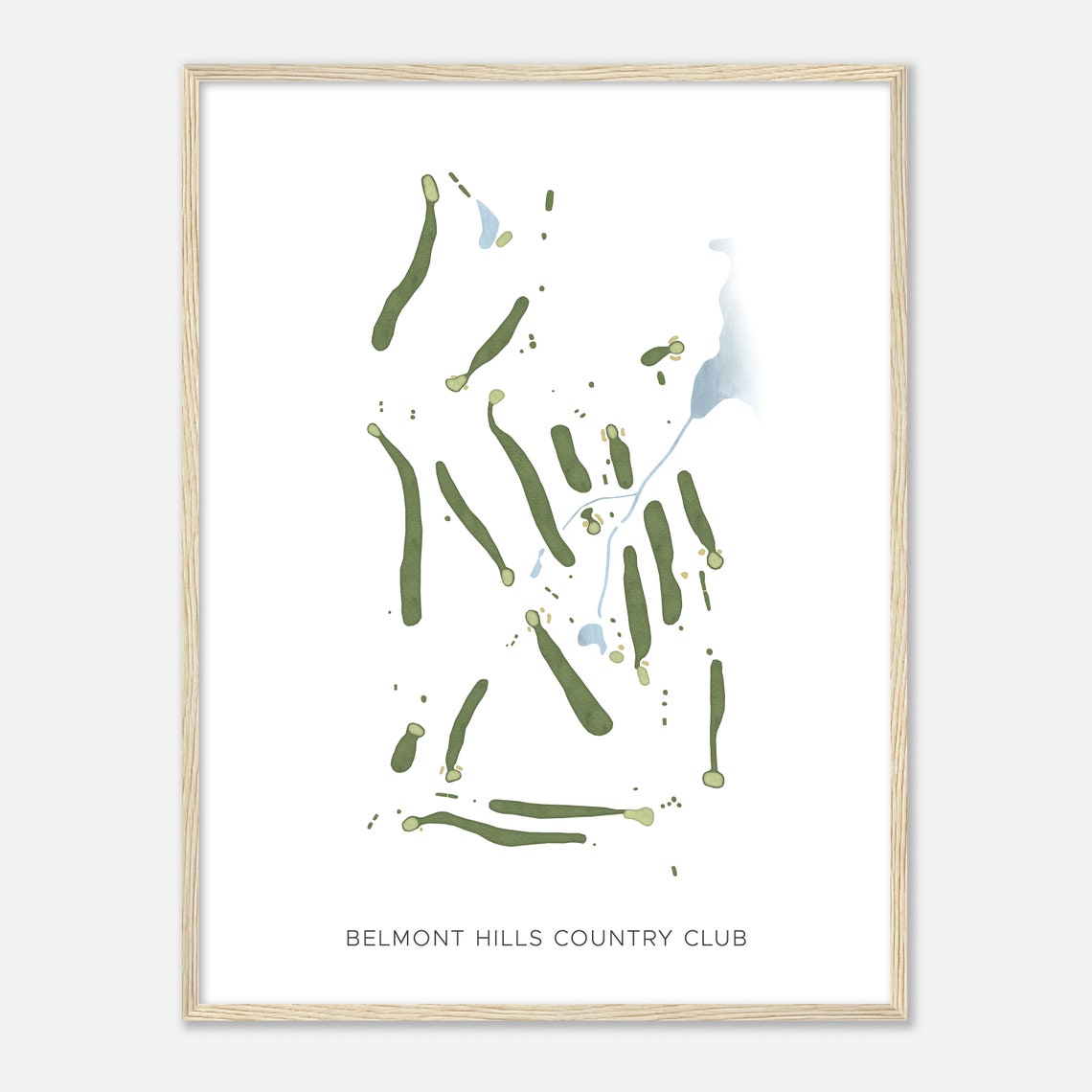 Belmont Hills Country Club Modern Watercolor Course Map Wall Art - Image 2