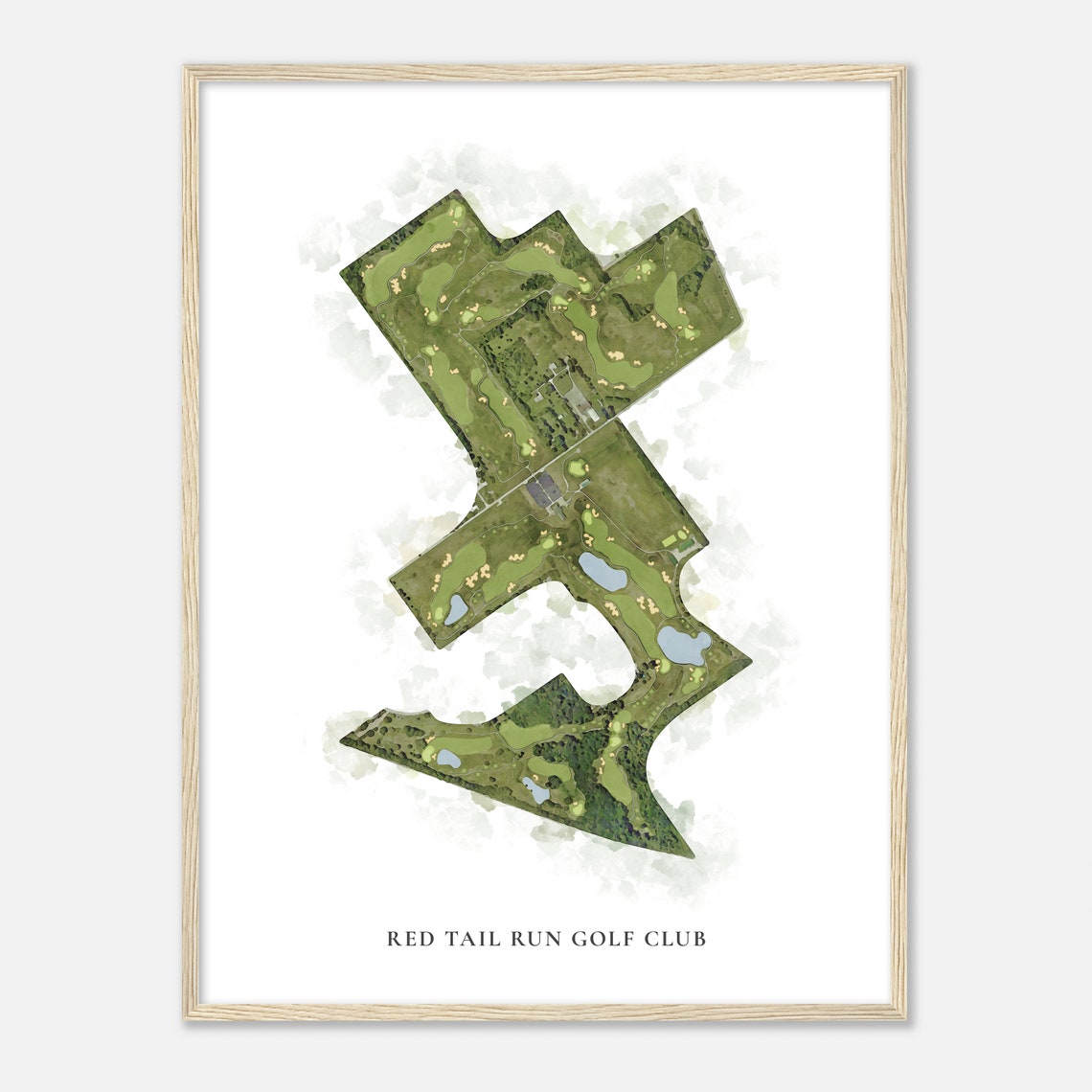 Red Tail Run Golf Club Illinois Classic Watercolor Course Map Poster