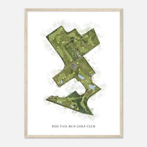 Red Tail Run Golf Club Illinois Classic Watercolor Map Golfer Gift Golf Wall Art Golf Poster Print Course Layout