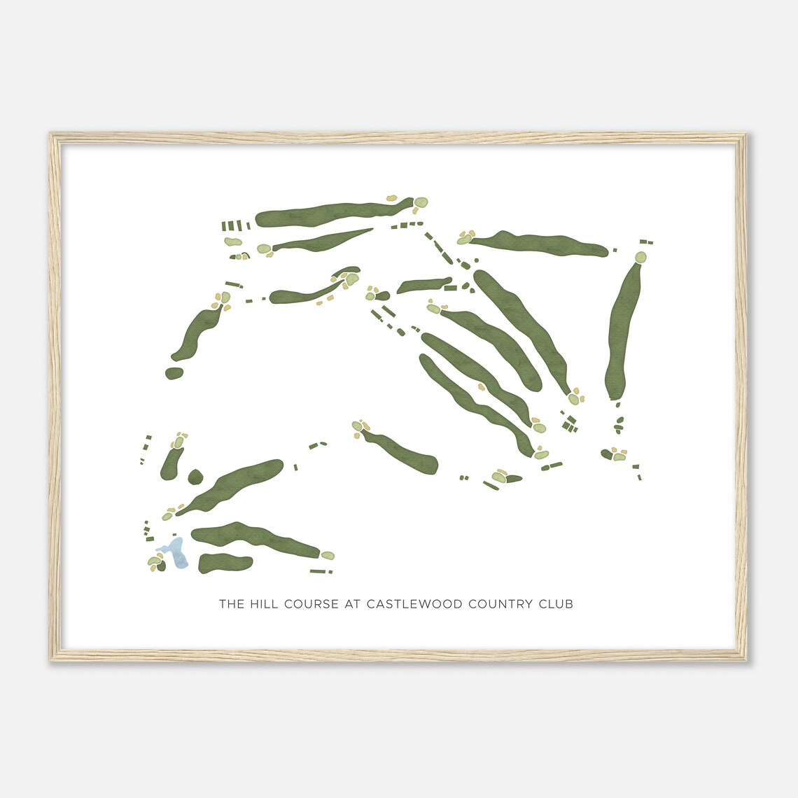 The Hill Course at Castlewood Country Club Modern Map Poster