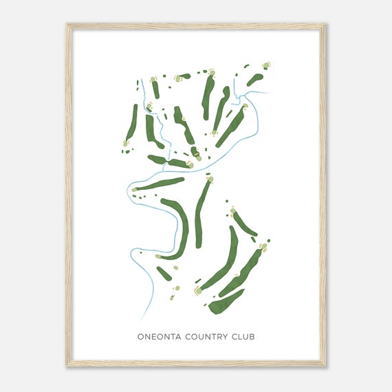 Oneonta Country Club New York Modern Watercolor Map Golfer Gift Golf Wall Art Golf Poster Print Course Layout