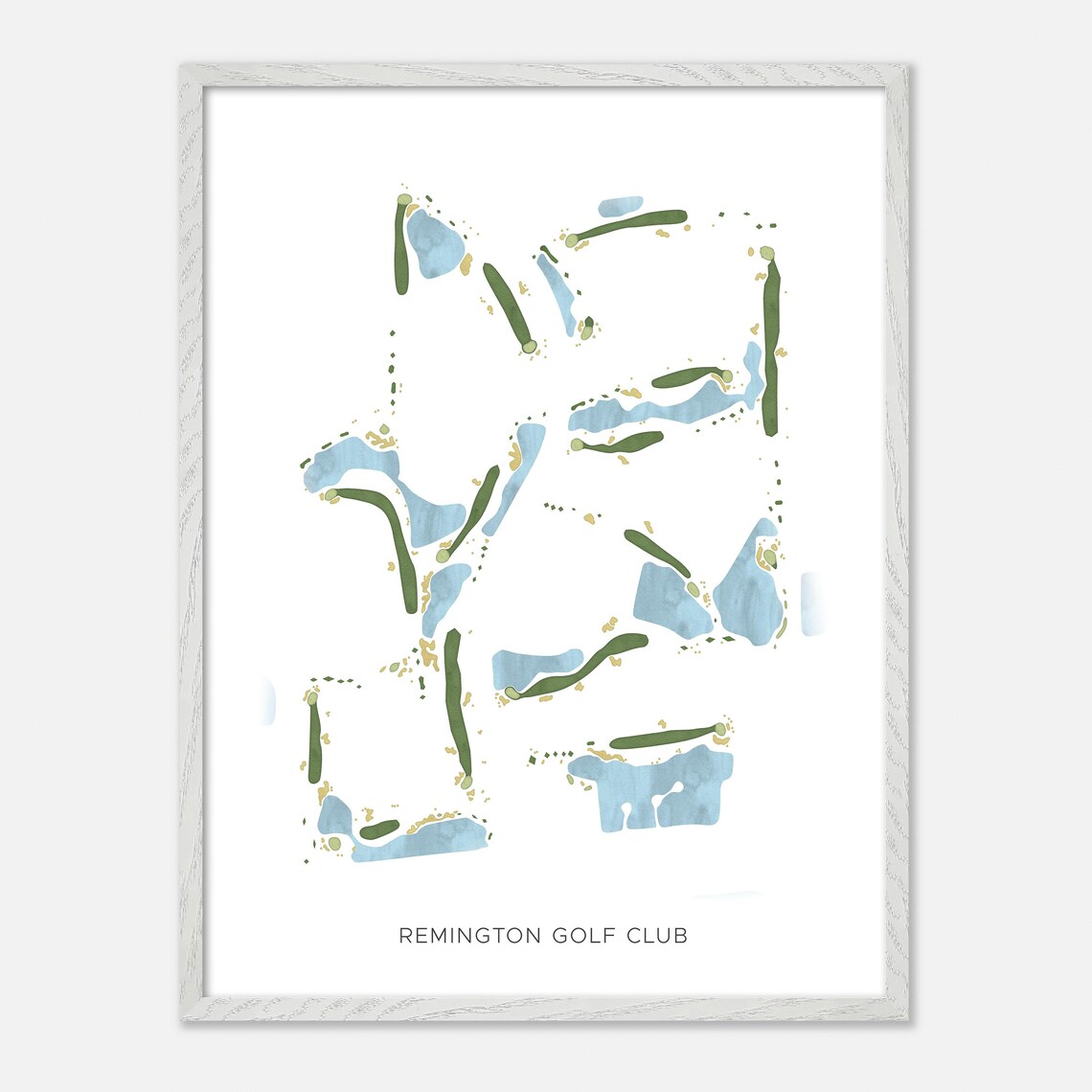 Remington Golf Club Modern Watercolor Lakes Course Map Poster - Image 2