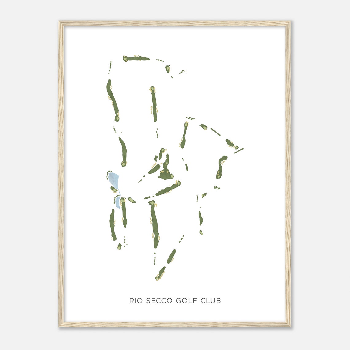 Rio Secco Golf Club Modern Watercolor Fairway Map Golfer Poster
