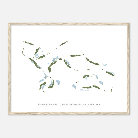 The Heatherwoods Course At The Charlevoix Country Club Michigan Modern Watercolor Map Golfer Gift Golf Wall Art Golf Poster Print
