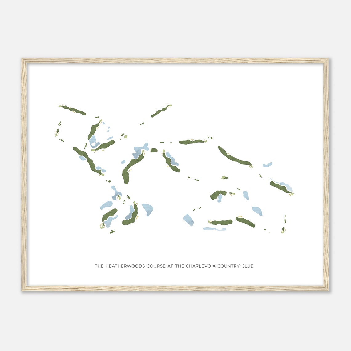 Heatherwoods Course Charlevoix Country Club Modern Golf Map Poster