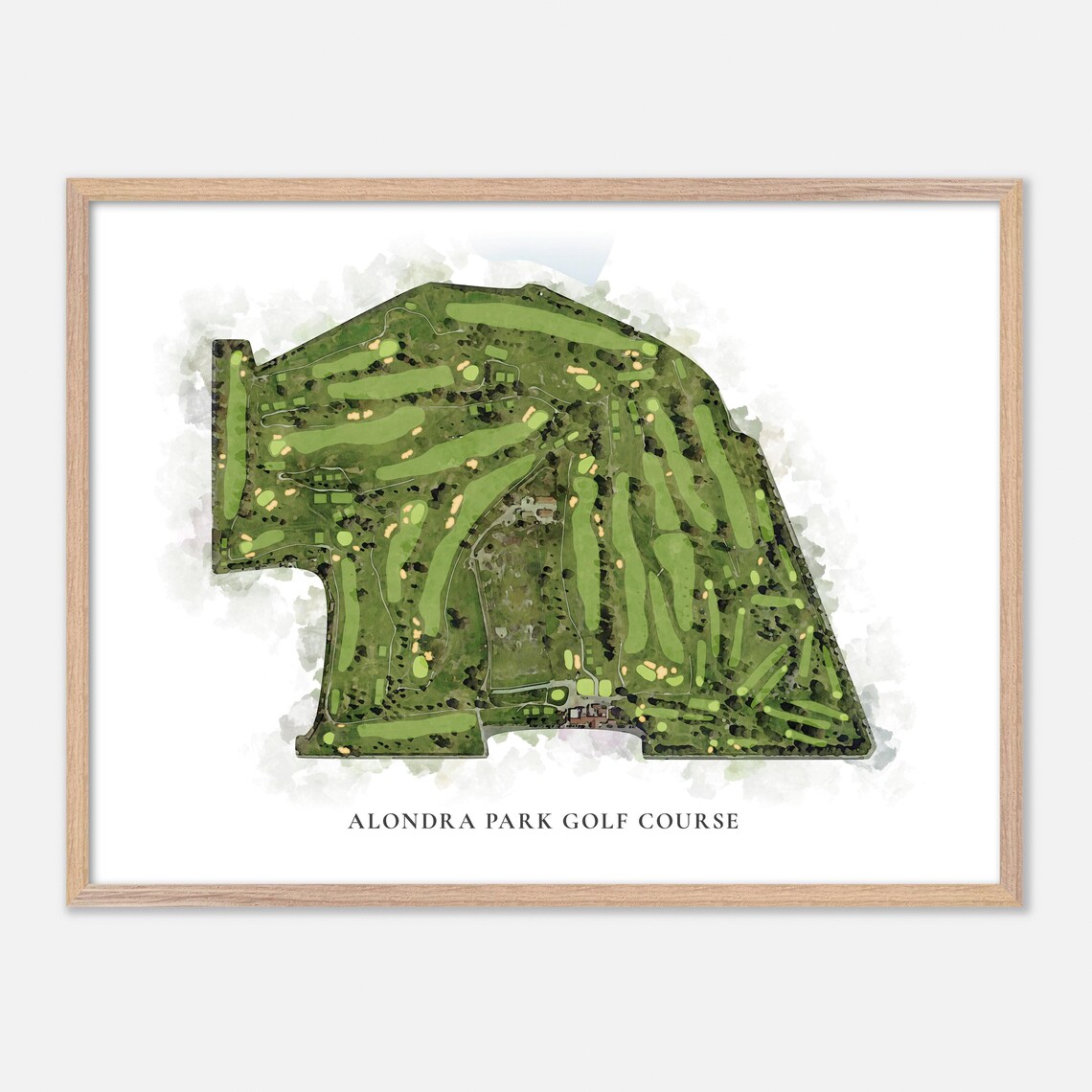 Alondra Park Golf Course California Classic Watercolor Aerial Poster