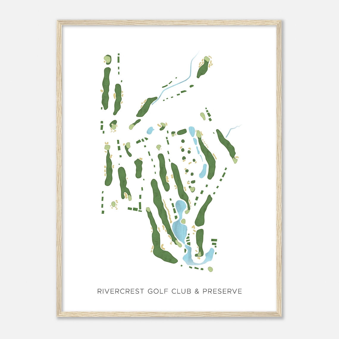 Rivercrest Golf Club Preserve Watercolor Course Layout Map Poster - Image 2