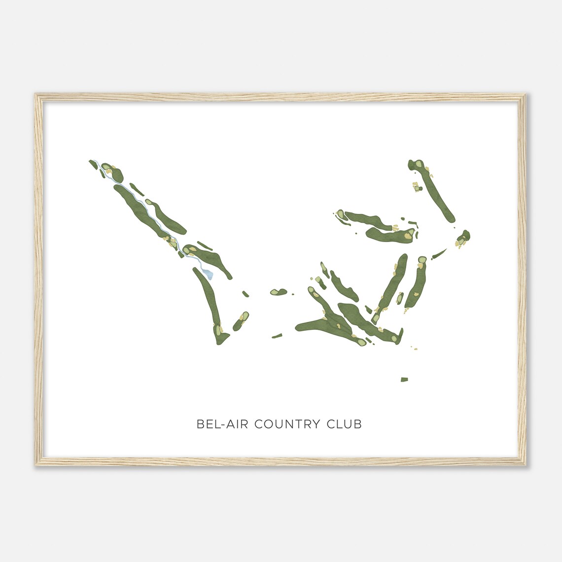 Bel-Air Country Club Modern Watercolor Golf Course Map Poster - Image 2