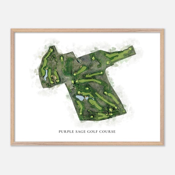 Purple Sage Golf Course In Evanston Wyoming Classic Watercolor Map Golfer Gift Golf Wall Art Golf Poster Print Course Layout