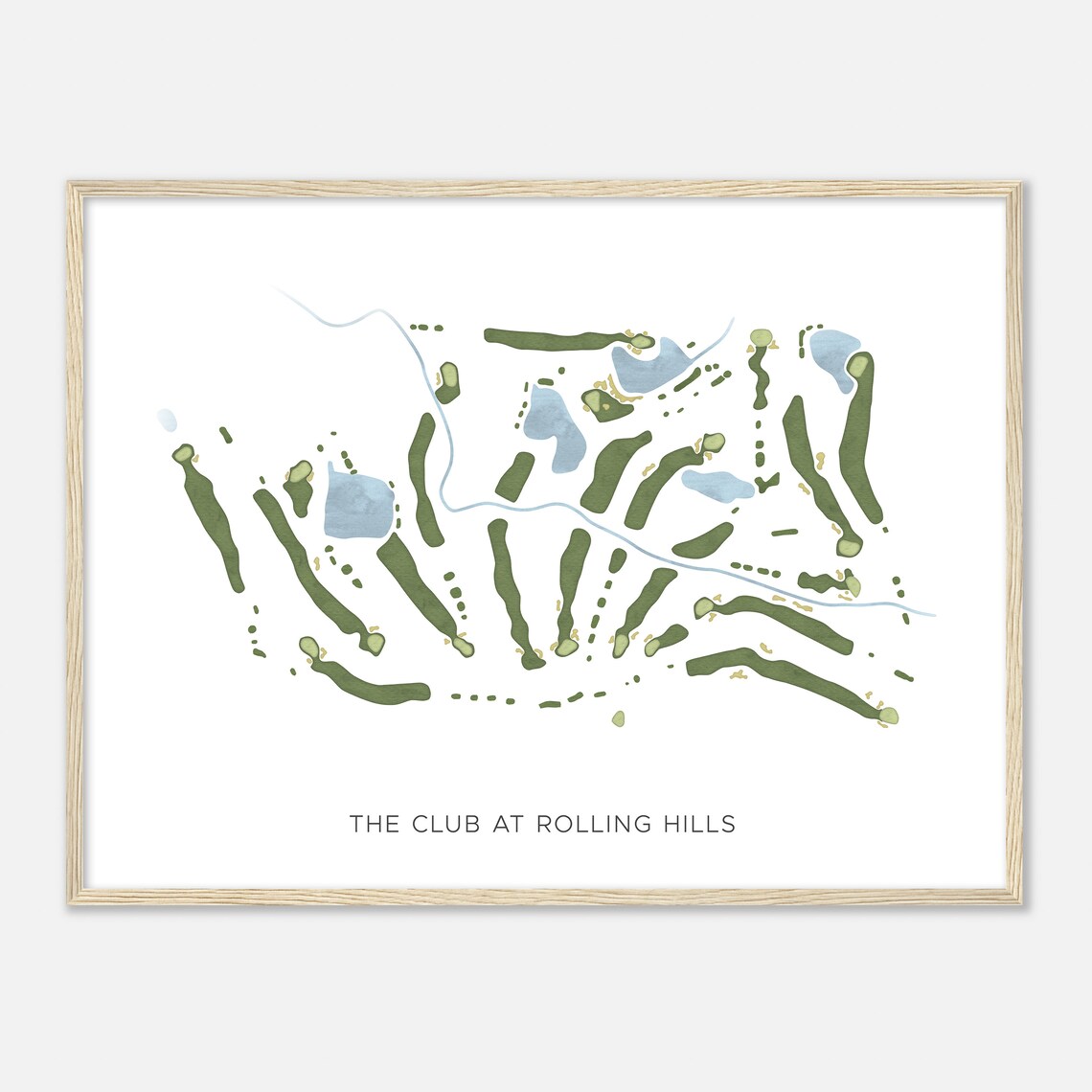 The Club At Rolling Hills Modern Watercolor Fairway Map Poster