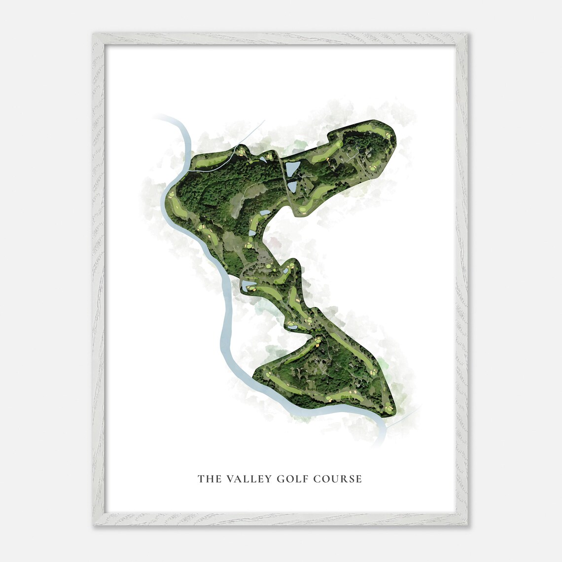 The Valley Golf Course Watercolor Aerial Map Green Fairways Art Poster - Image 2