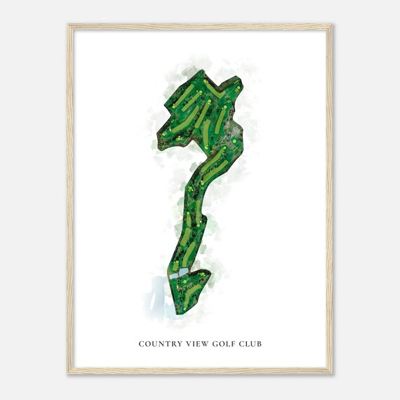 Country View Golf Club Rhode Island Classic Watercolor Map Golfer Gift Golf Wall Art Golf Poster Print Course Layout