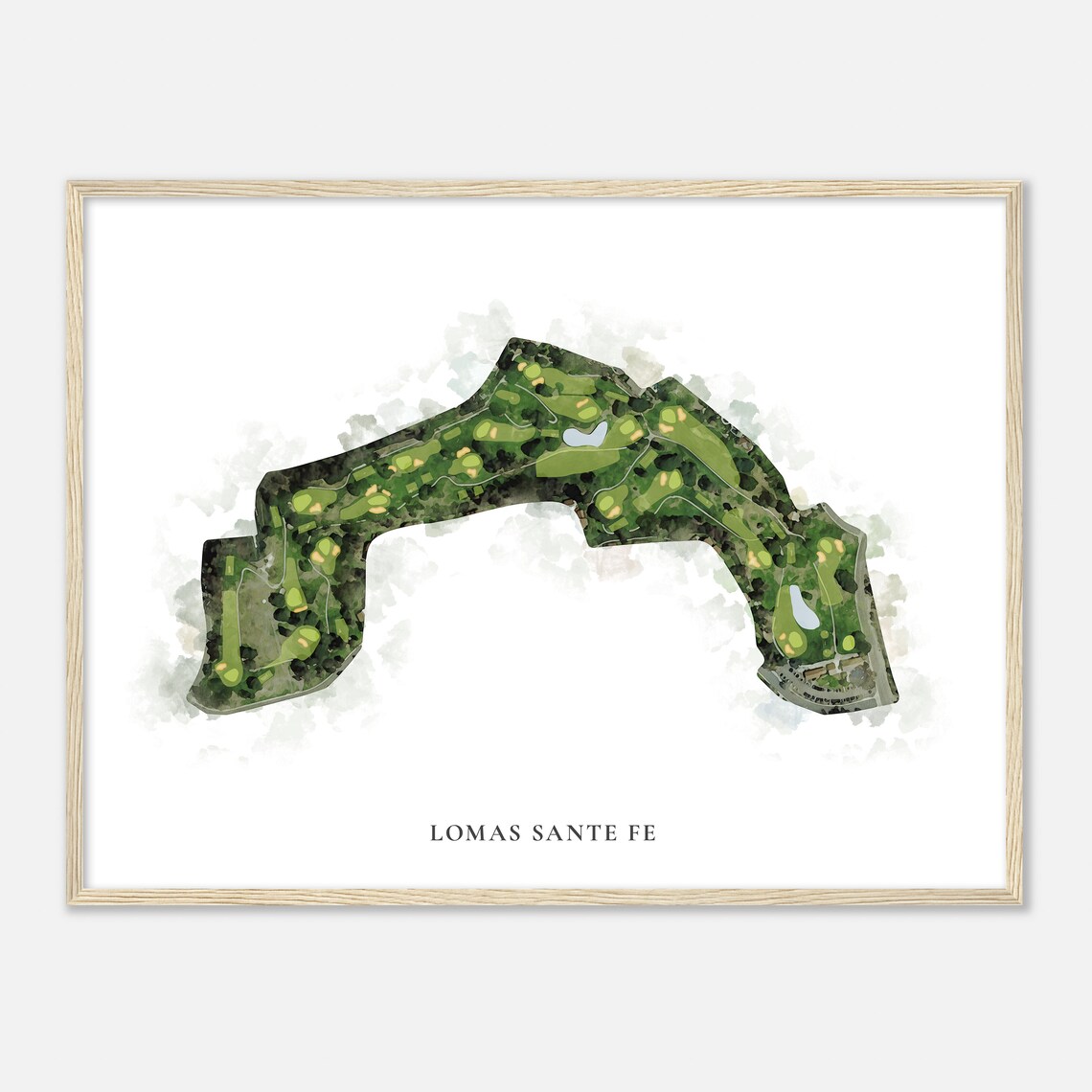 Lomas Sante Fe California Classic Watercolor Map Golfer Gift Golf Wall Art Golf Poster Print Course Layout