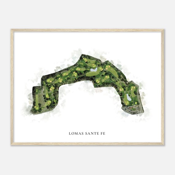 Lomas Sante Fe California Classic Watercolor Map Golfer Gift Golf Wall Art Golf Poster Print Course Layout