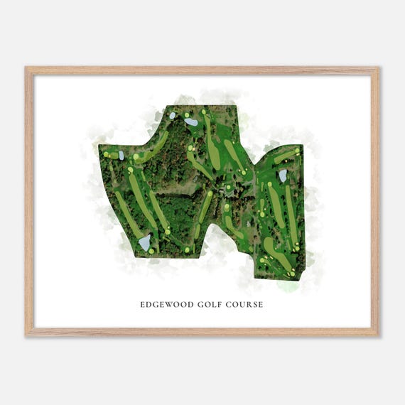 Edgewood Golf Course In Southwick Massachusetts Classic Watercolor Map Golfer Gift Golf Wall Art Golf Poster Print Course Layout