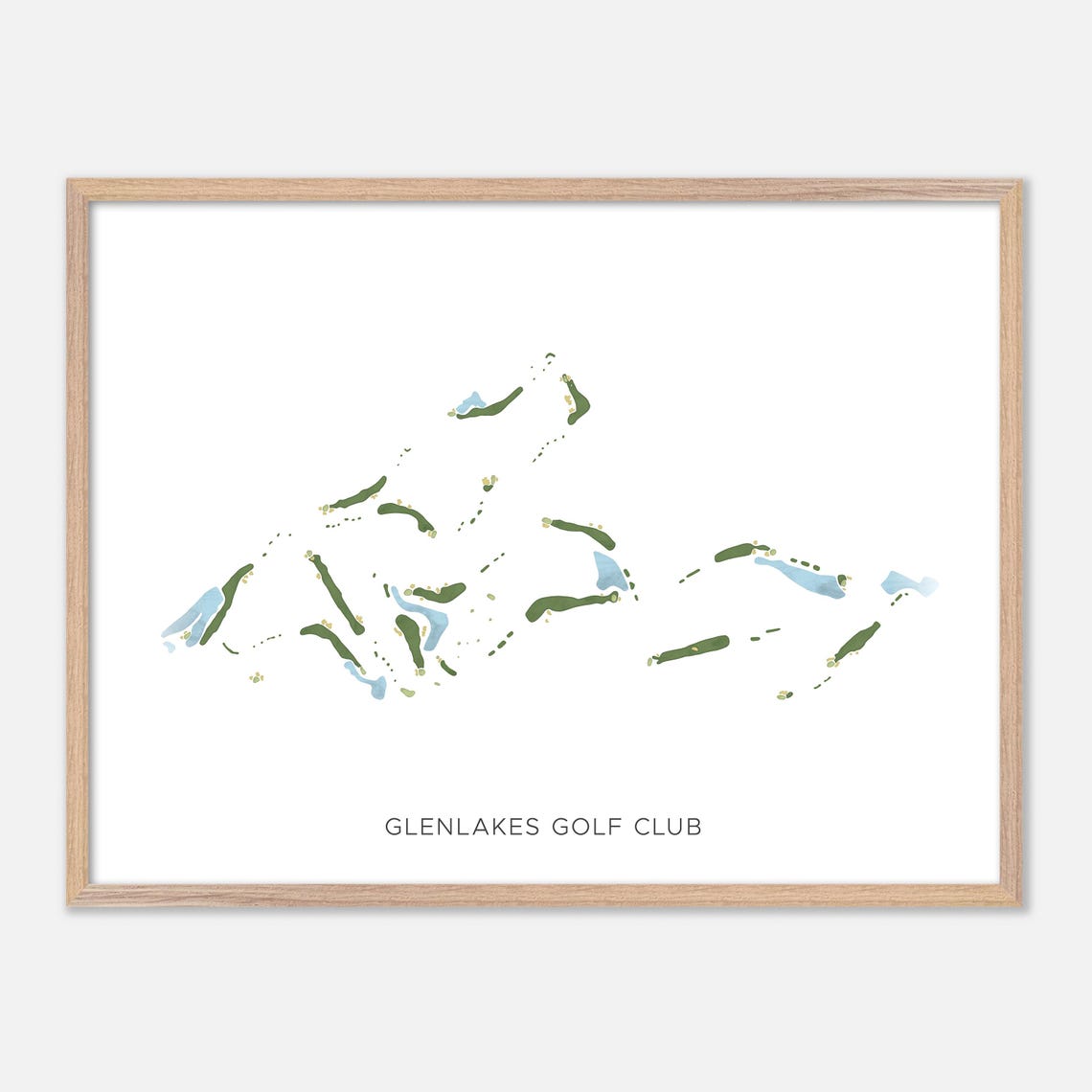 Glenlakes Golf Club Minimal Line Golf Course Map Golfer Gift Poster