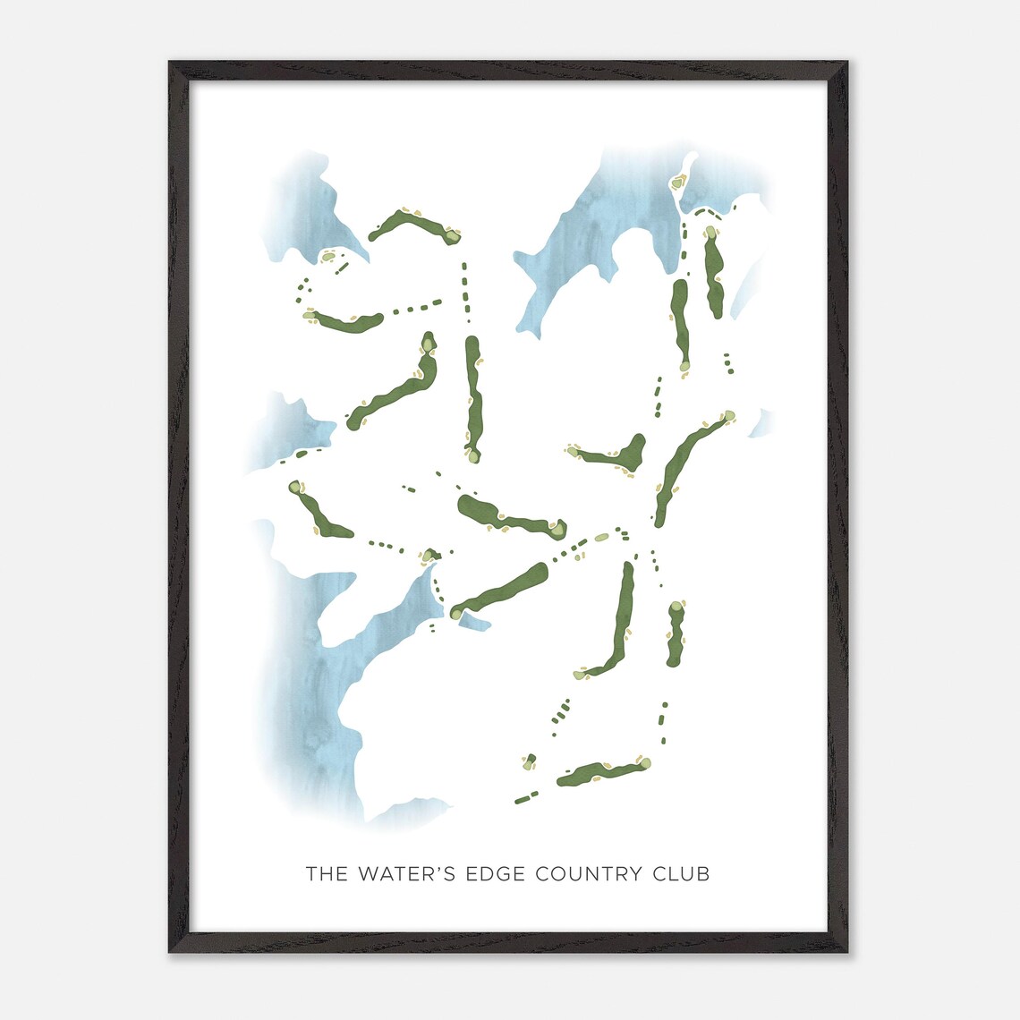 The Waters Edge Country Club Modern Minimalist Watercolor Map Poster - Image 3