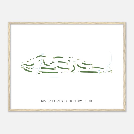 River Forest Country Club Pennsylvania Modern Watercolor Map Golfer Gift Golf Wall Art Golf Poster Print Course Layout