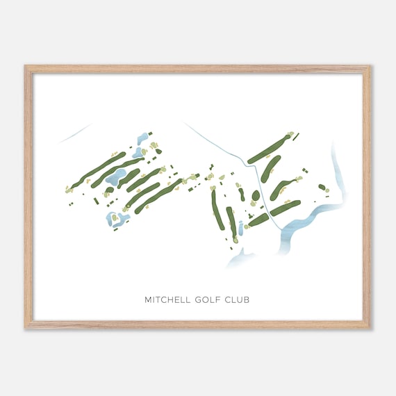 Mitchell Golf Club Modern Minimalist Watercolor Course Layout Poster