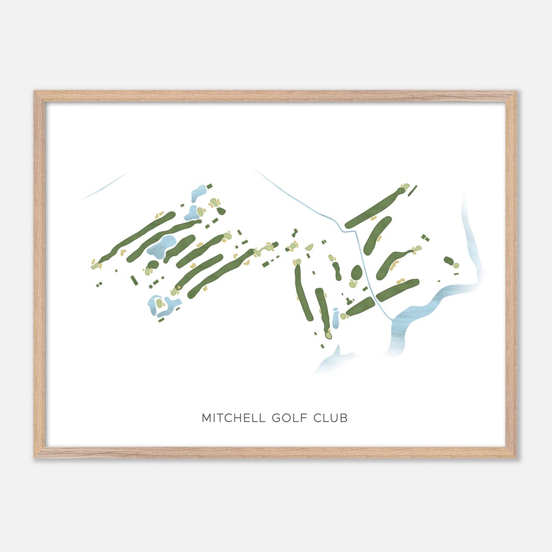Mitchell Golf Club Modern Minimalist Watercolor Course Layout Poster