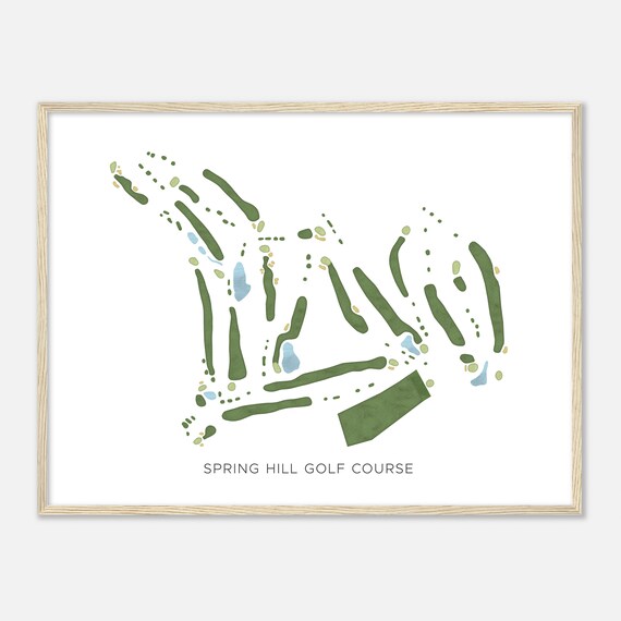 Spring Hill Golf Course Modern Watercolor Golf Course Map Poster